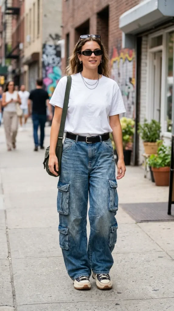 oversized-cargo-jeans-with-a-basic-tee