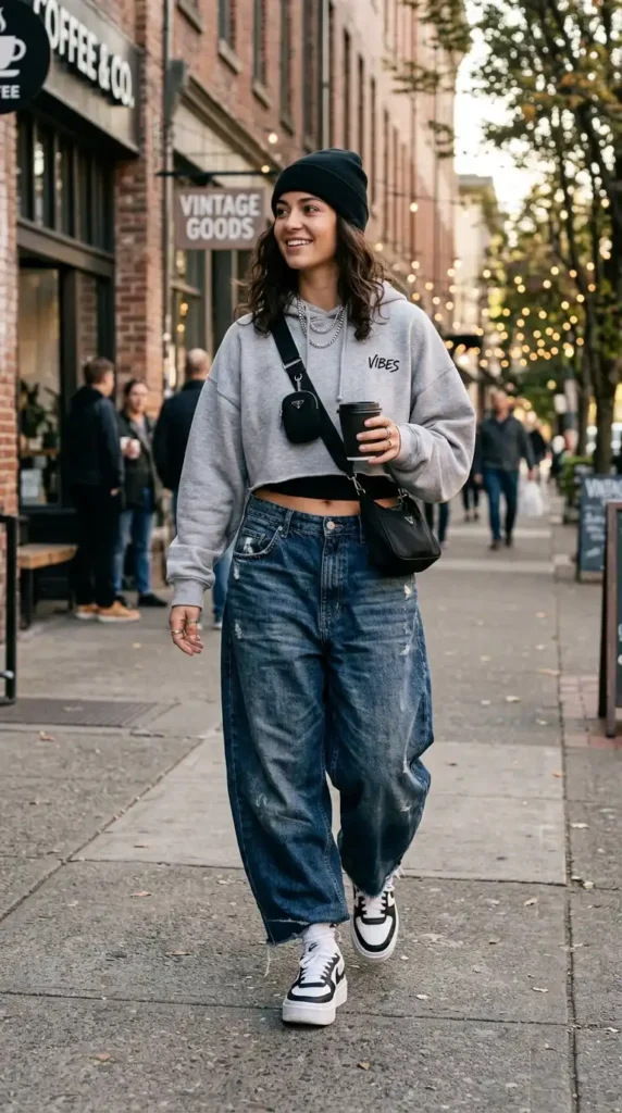 oversized-jeans-with-a-cropped-hoodie