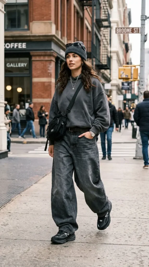 oversized-jeans-with-a-monochrome-outfit