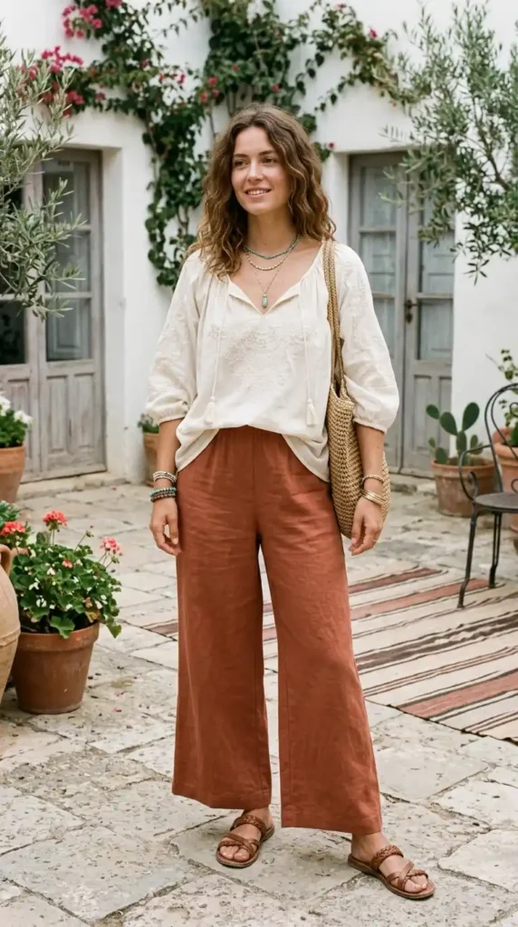 peasant-blouse-and-wide-leg-trousers