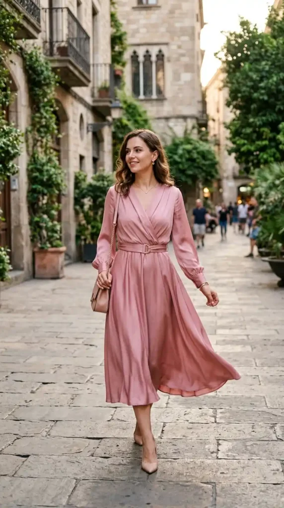 pink-silk-dress-with-belted-waist