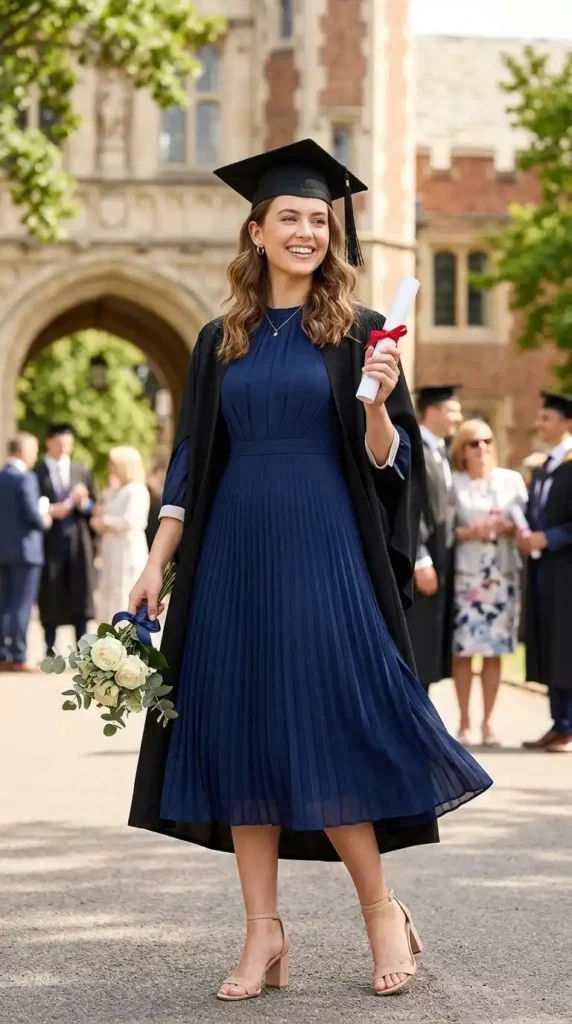 15 Women's Graduation Dress Ideas to Look Elegant on Your Big Day 11 pleated-graduation-dress