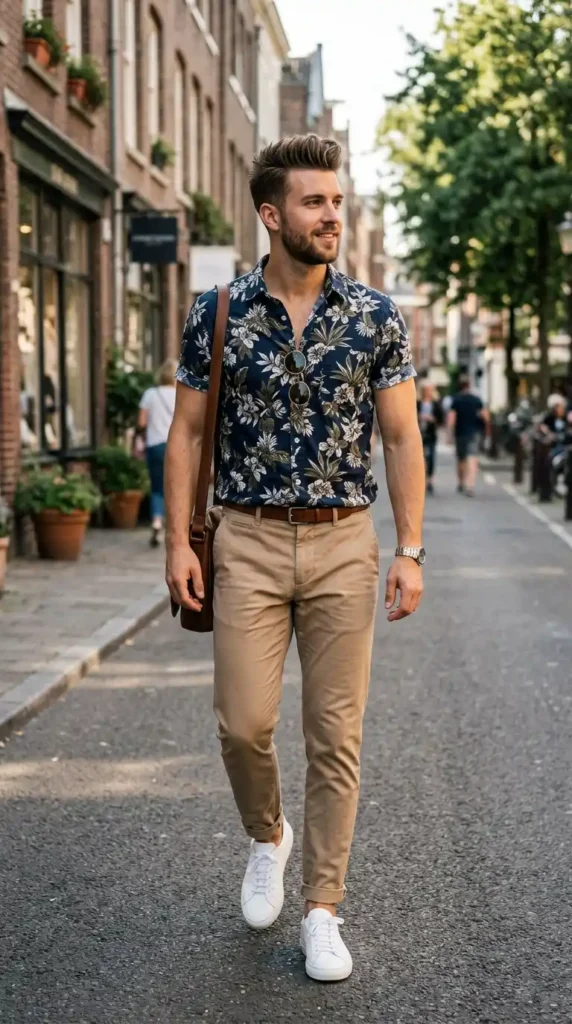 printed-shirt-with-plain-chinos