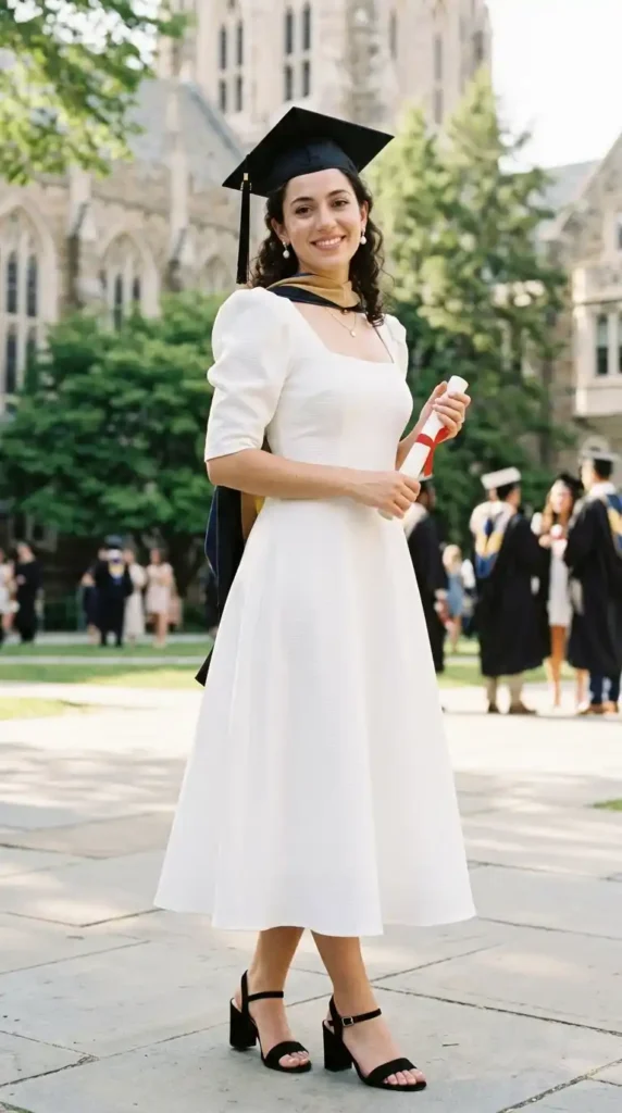 15 Women's Graduation Dress Ideas to Look Elegant on Your Big Day 6 puff-sleeve-graduation-dress