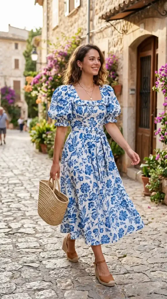 puff-sleeve-midi-dress