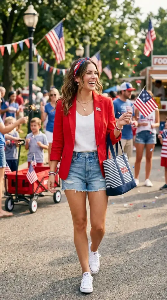 17 Amazing 4th of July Outfit Ideas to Show Your Patriotic Spirit 15 red-blazer-with-neutral-outfit