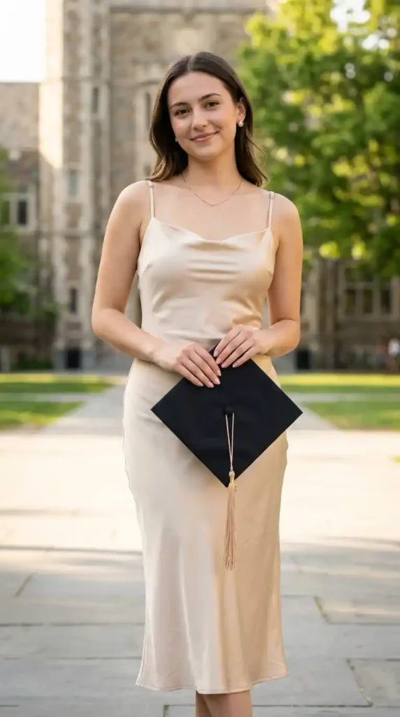 15 Women's Graduation Dress Ideas to Look Elegant on Your Big Day 4 satin-slip-graduation-dress