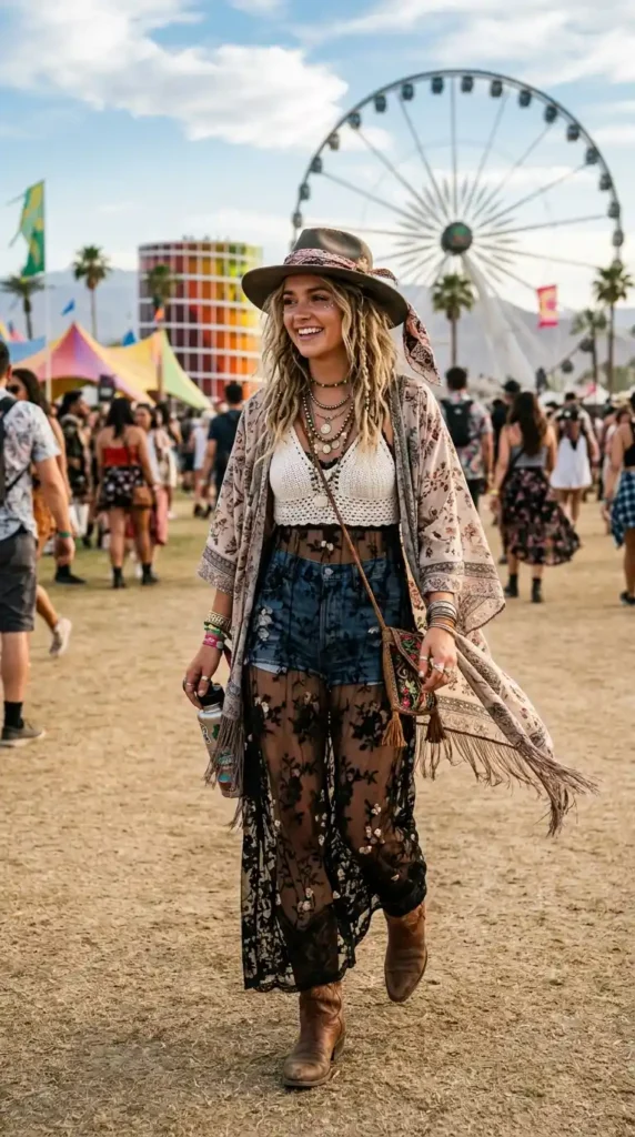 16 Dreamy Coachella Outfits for the Perfect Festival Aesthetic 9 sheer-layered-look