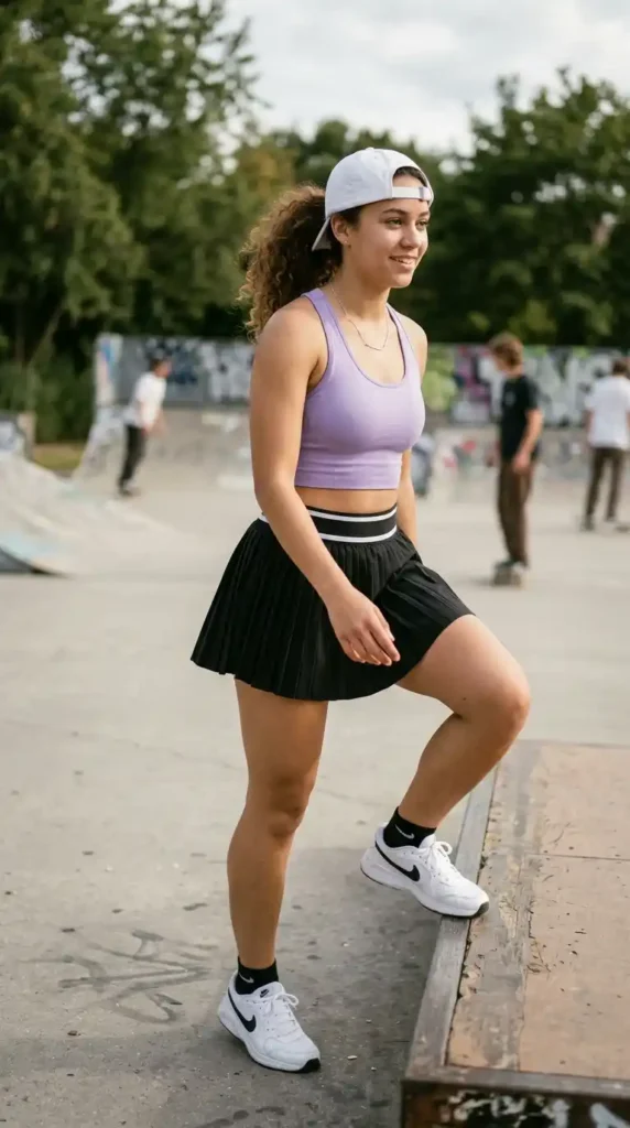 17 Cute Athletic Skirts and Skorts for Sporty and Everyday Fashion 16 skater-style-athletic-skort