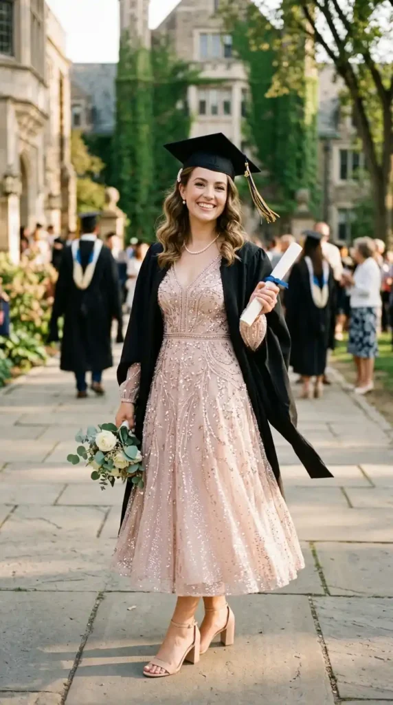 15 Women's Graduation Dress Ideas to Look Elegant on Your Big Day 16 sparkle-detail-graduation-dress