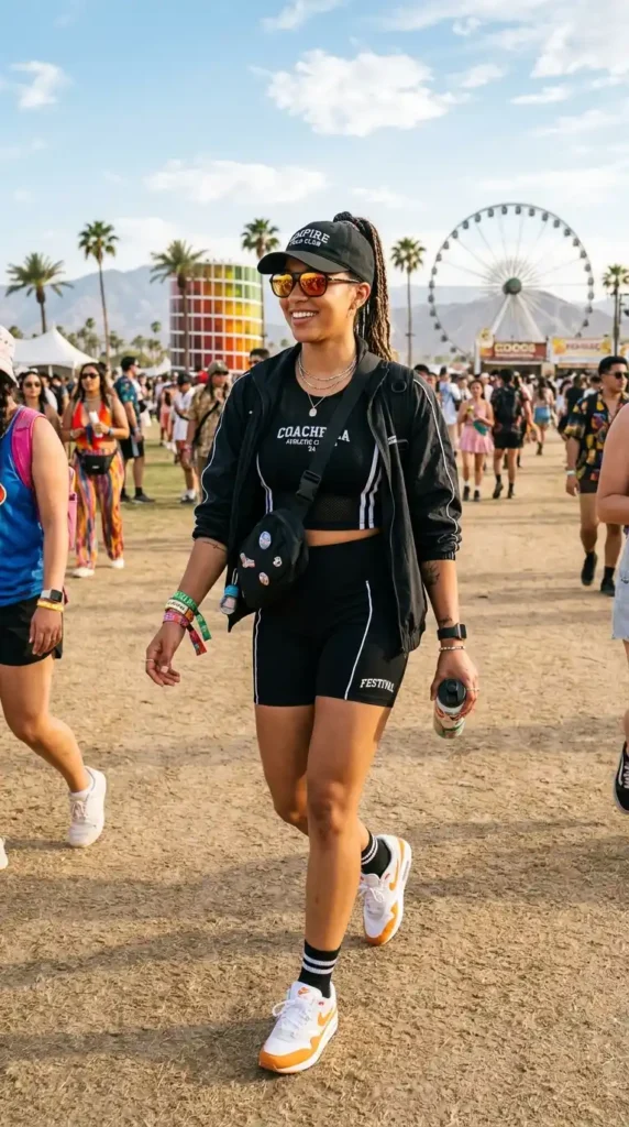 16 Dreamy Coachella Outfits for the Perfect Festival Aesthetic 14 sporty-festival-outfit