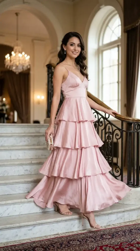 tiered-pink-silk-dress