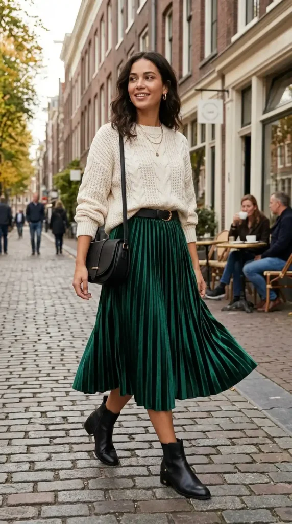 velvet-pleated-skirt