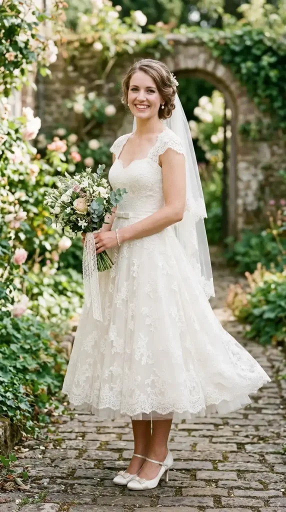 vintage-inspired-tea-length-wedding-dress