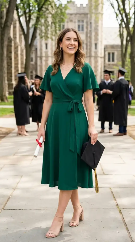 15 Women's Graduation Dress Ideas to Look Elegant on Your Big Day 8 wrap-style-graduation-dress