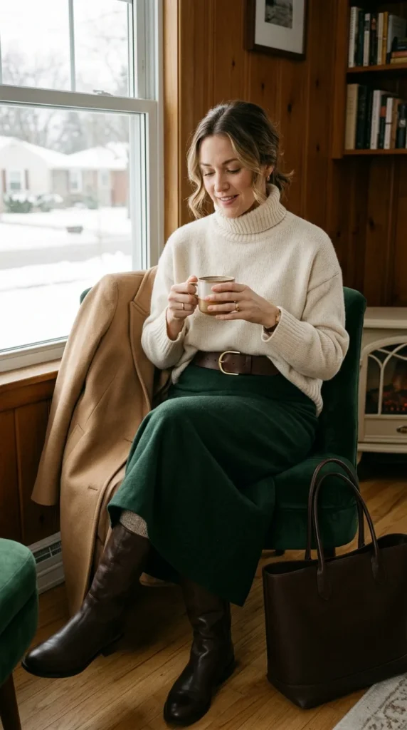 16 Long Pencil Skirt Outfits That Look Expensive Without Trying 3 cozy-turtleneck-winter-outfit