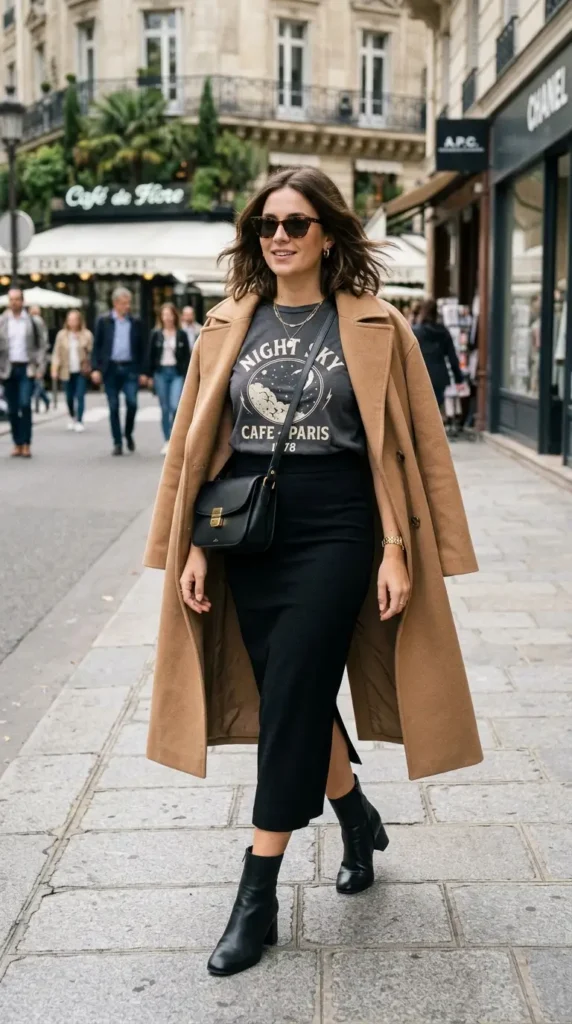 16 Long Pencil Skirt Outfits That Look Expensive Without Trying 8 graphic-tee-street-style-outfit