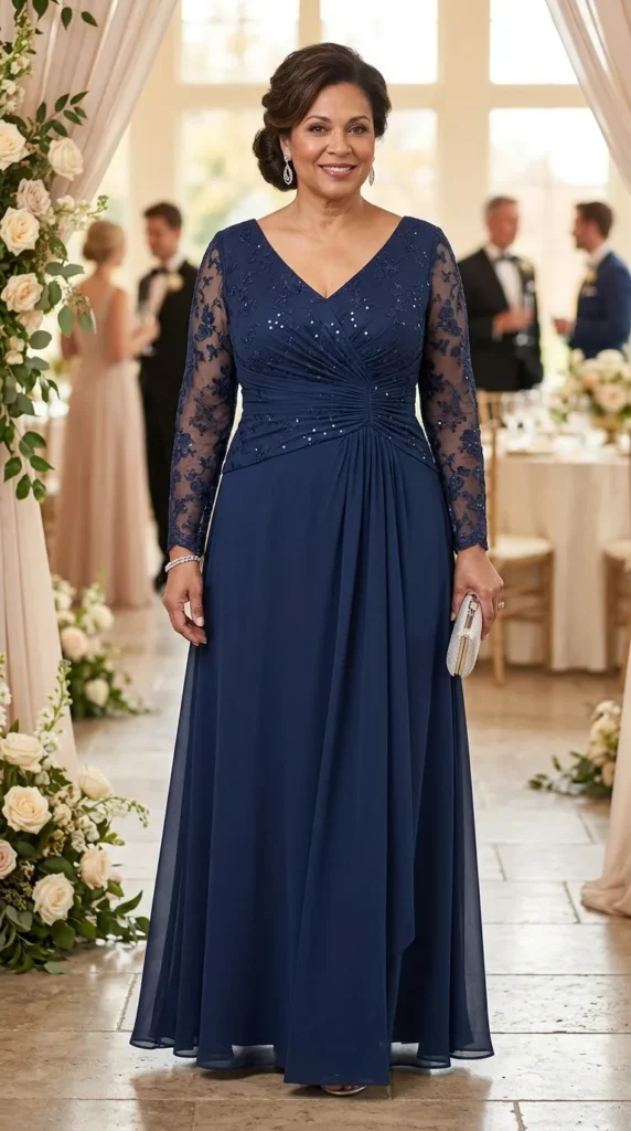 Trendy Plus Size Mother of the Bride Dresses for a Flattering Look 12 long-sleeve-elegant-dress