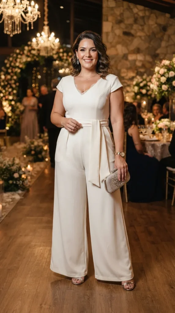17 Stunning Plus Size Formal Outfits for Weddings and Events 15 off-white-formal-jumpsuit