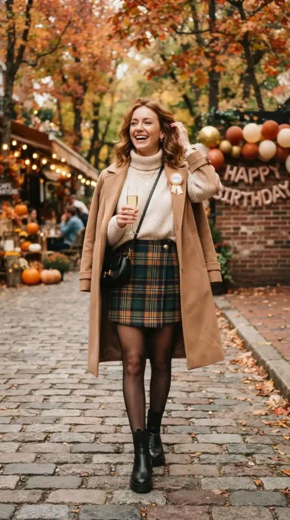 15 Fall Birthday Outfits for Chic and Memorable Autumn Celebrations 12 plaid-mini-skirt-with-a-turtleneck-sweater