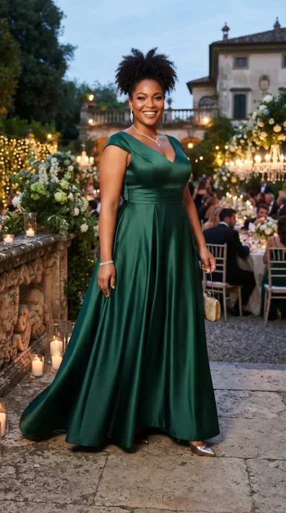 17 Stunning Plus Size Formal Outfits for Weddings and Events 4 satin-a-line-evening-dress
