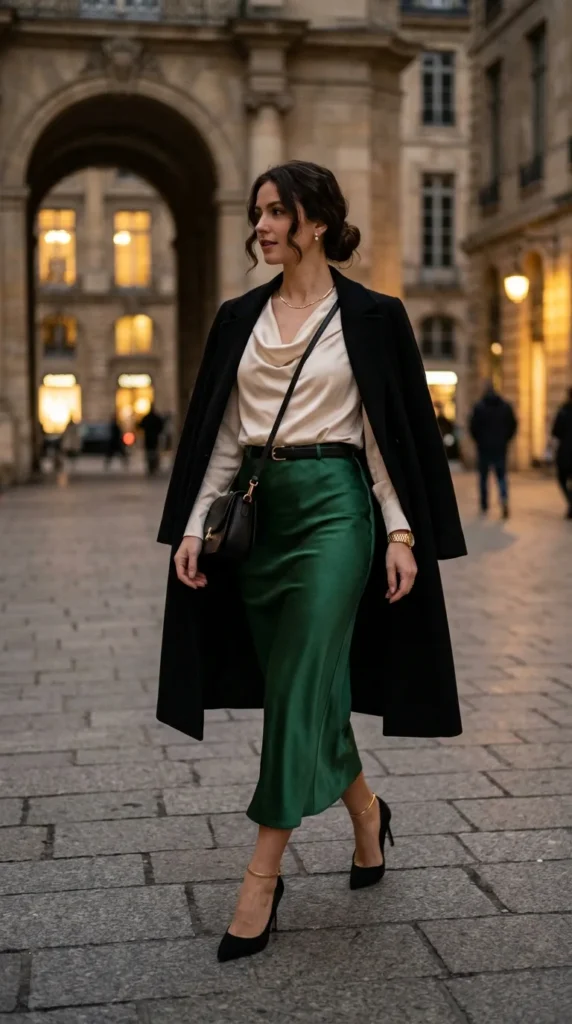 16 Long Pencil Skirt Outfits That Look Expensive Without Trying 17 satin-evening-luxe-outfit