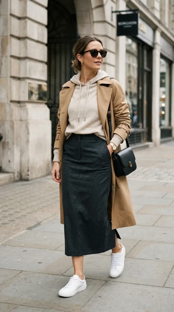 16 Long Pencil Skirt Outfits That Look Expensive Without Trying 15 sporty-hoodie-chic-outfit